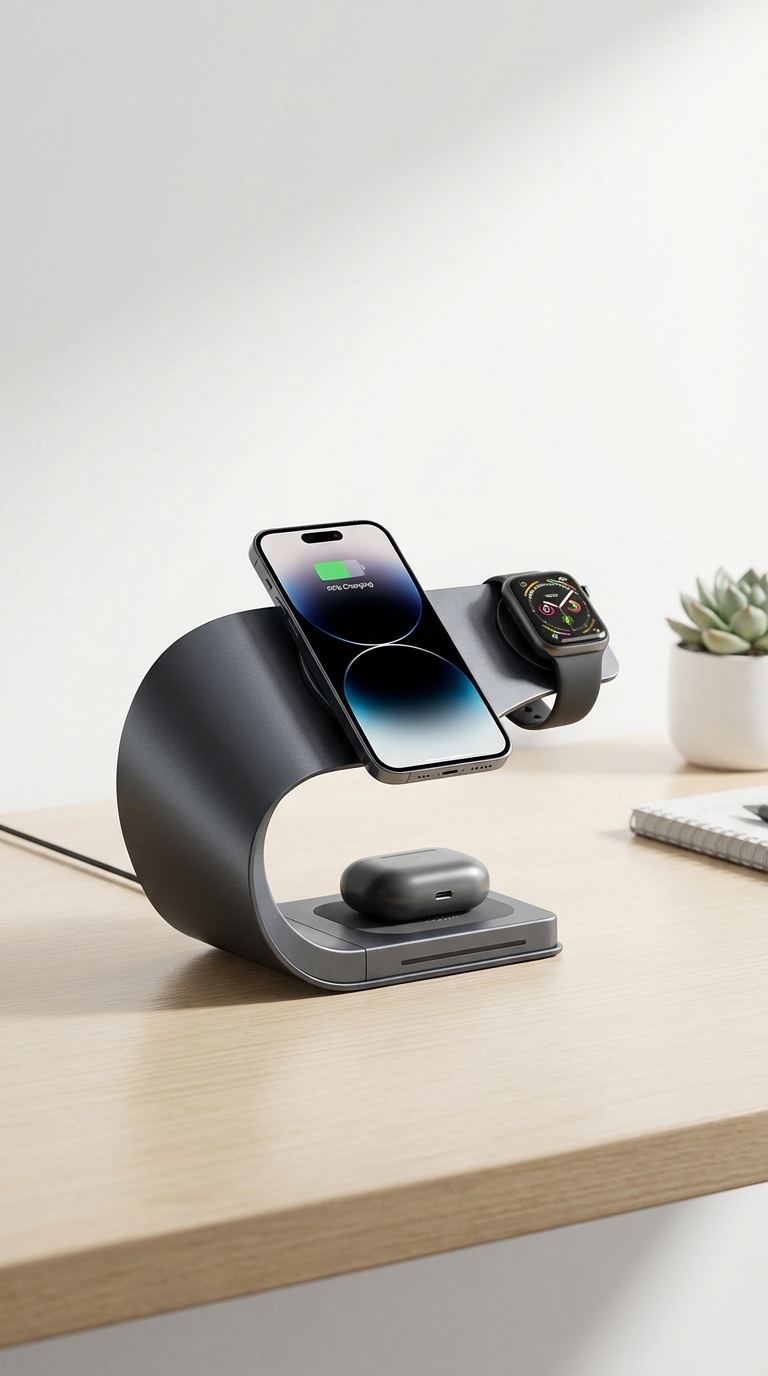 3 - 1 Wireless Charging Station Premium Aluminium Finish