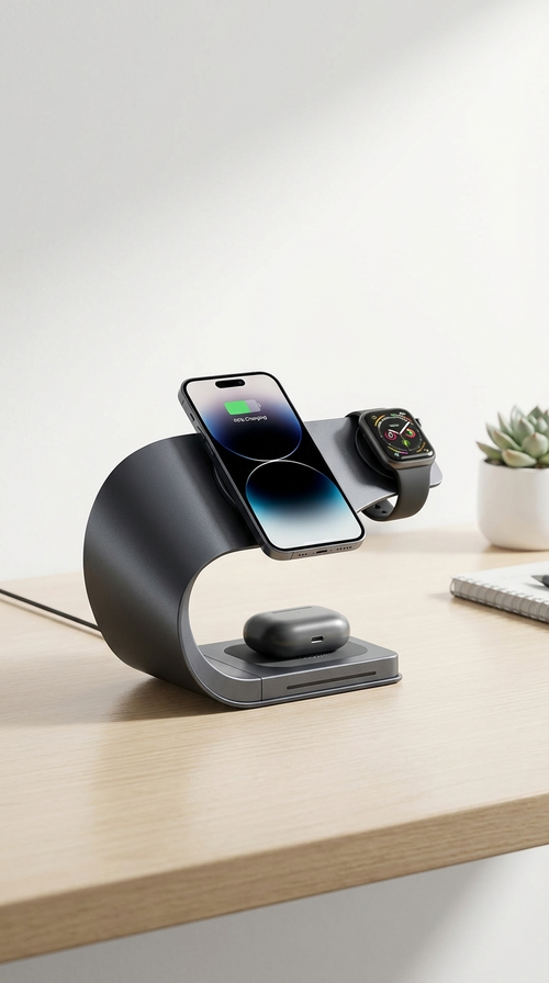 3 - 1 Wireless Charging Station Premium Aluminium Finish